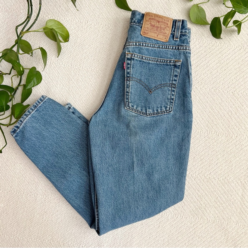Vintage 90s women's Levi's 512 Slim Fit Tapered Leg Jeans Medium Wash Denim - Picture 7 of 9